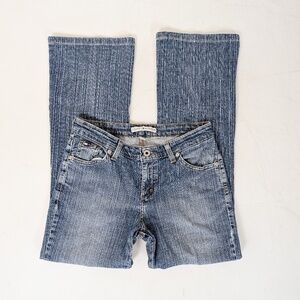 Tommy Hilfiger Denim Jeans Pinstripe Low Rise Jenna Hip Hugger Skinny Bootcut